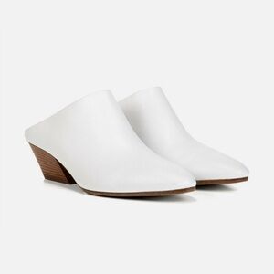Vince Vigo Leather Pointed Toe Mules in Optic White